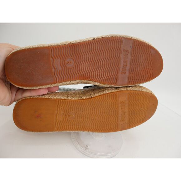 Soludos Frenchie Canvas Espadrille 9 Beige Platform Smoking Slipper Flats - Picture 8 of 11